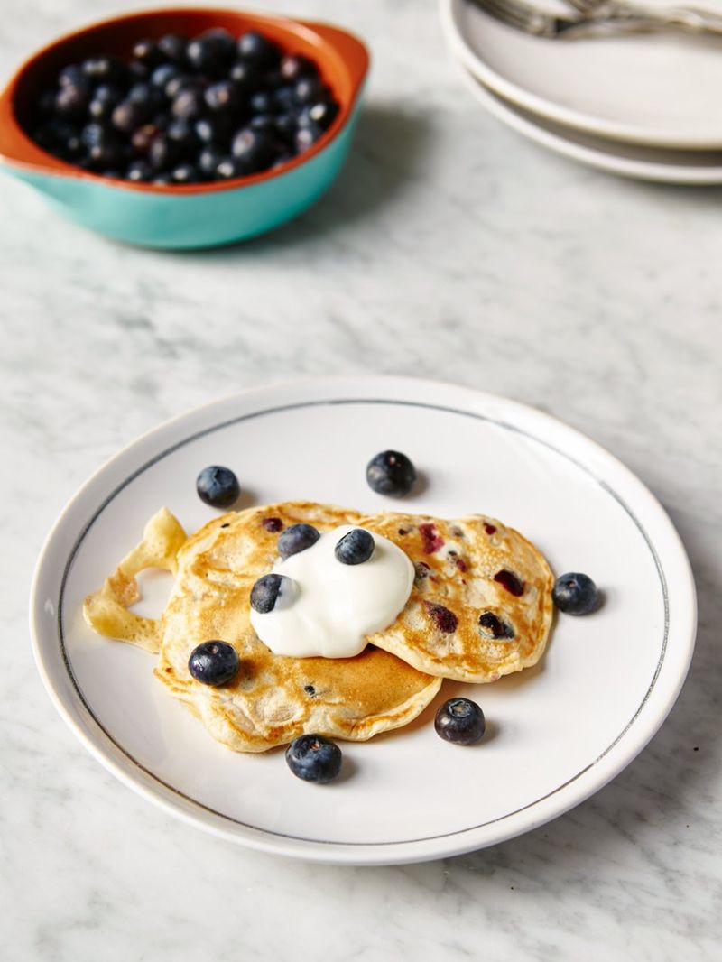 One-cup pancakes with blueberries | Fruit recipes | Jamie Oliver