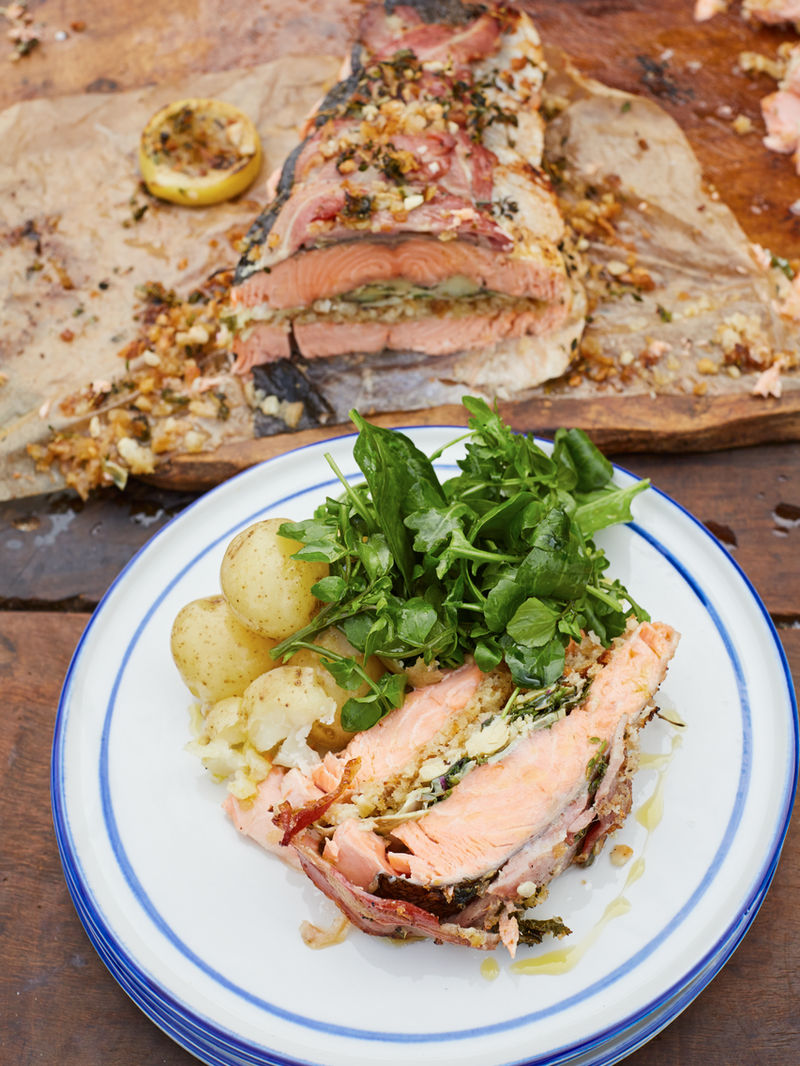 Roasted Salmon Artichokes Jamie Oliver Salmon Recipes