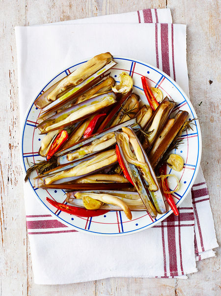 Roasted Razor Clams Seafood Recipes Jamie Magazine