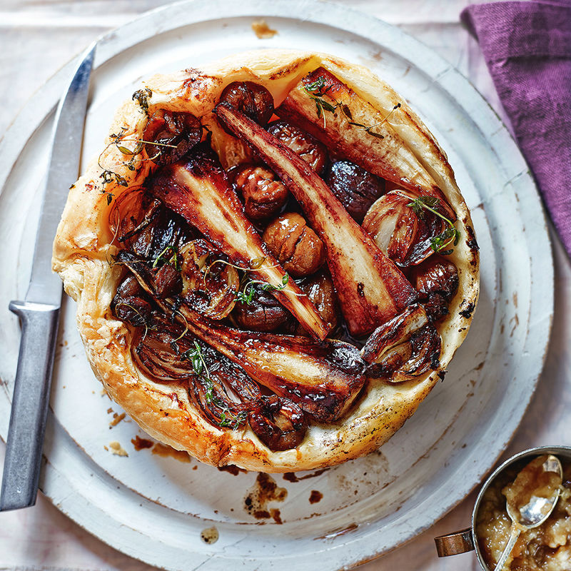 Caramelised Red Onion and Chestnut Tarte Tatin