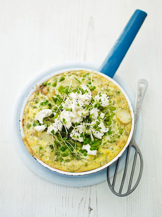 Duck egg frittata with peas & beans
