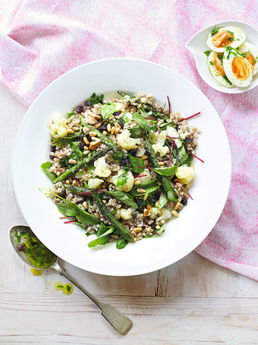 Farro, cauliflower &amp; asparagus salad