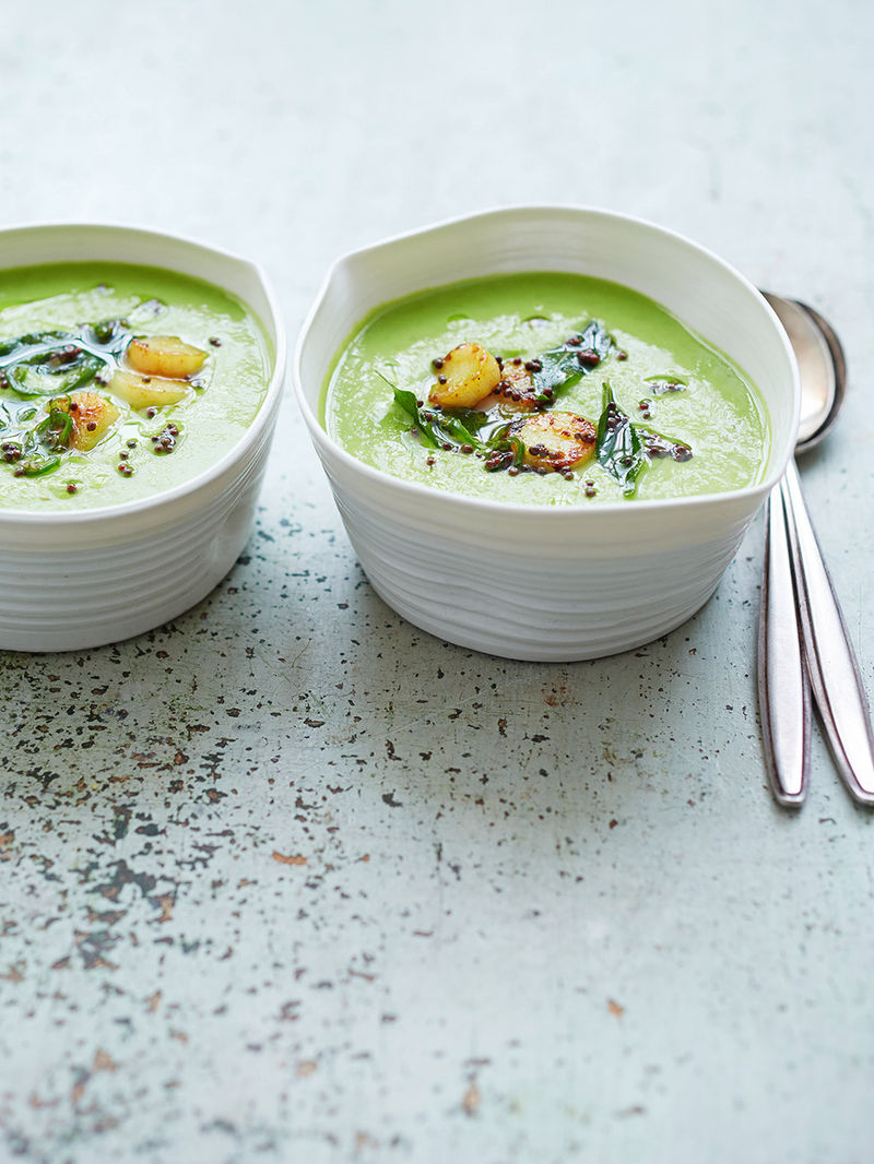 Summery pea soup with turmeric scallops | Jamie Oliver