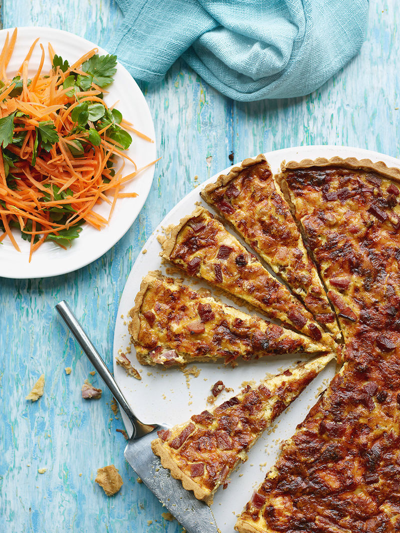 Quiche lorraine with carrot & parsley salad
