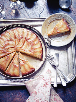 Winter ginger, pear and almond cake