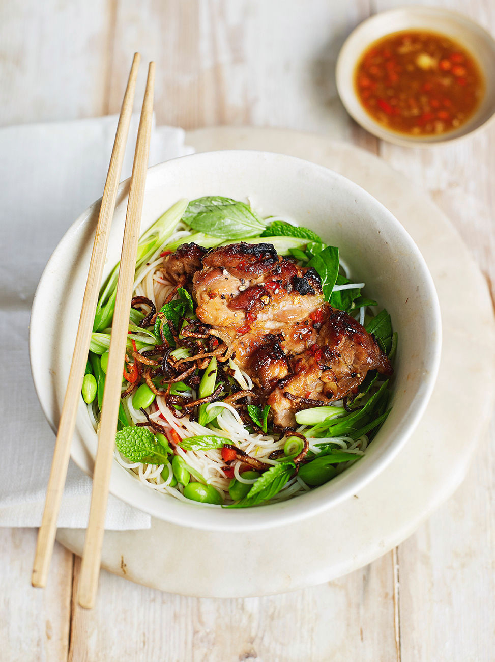 Chicken spring green bun cha