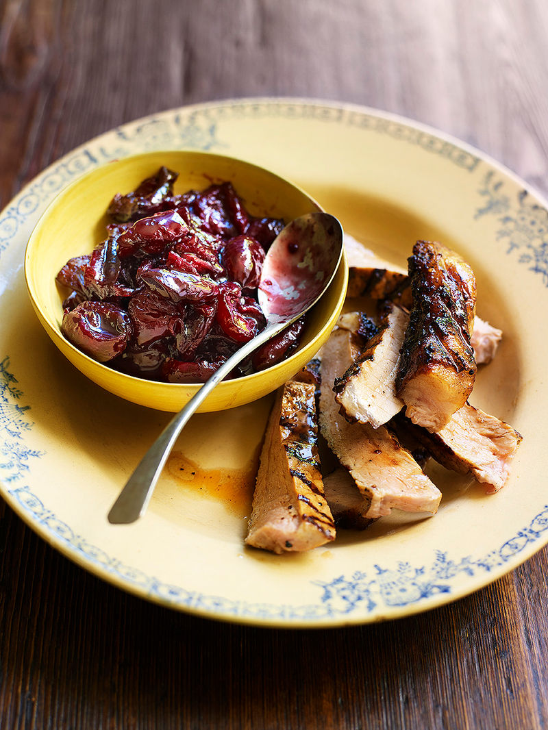 Pork chops with quick cherry chutney