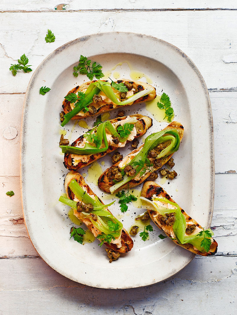 Crostini of smoked salmon butter & poached leeks | Jamie Oliver