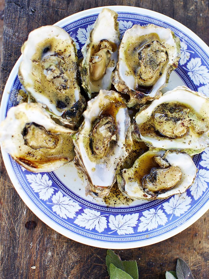 Cooked Oysters With Burnt Butter Seafood Recipes Jamie Oliver