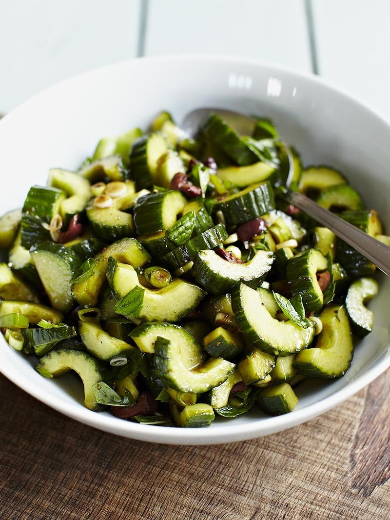 Balsamic-dressed cucumber with olives
