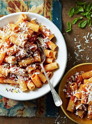 Rigatoni with roasted tomatoes and ricotta salata | Pasta recipes ...