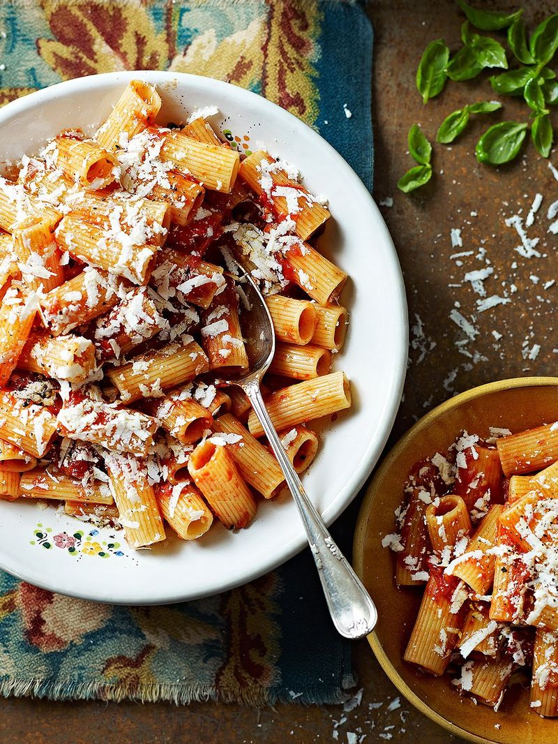 Rigatoni with roasted tomatoes and ricotta salata | Pasta recipes | Jamie  magazine recipes