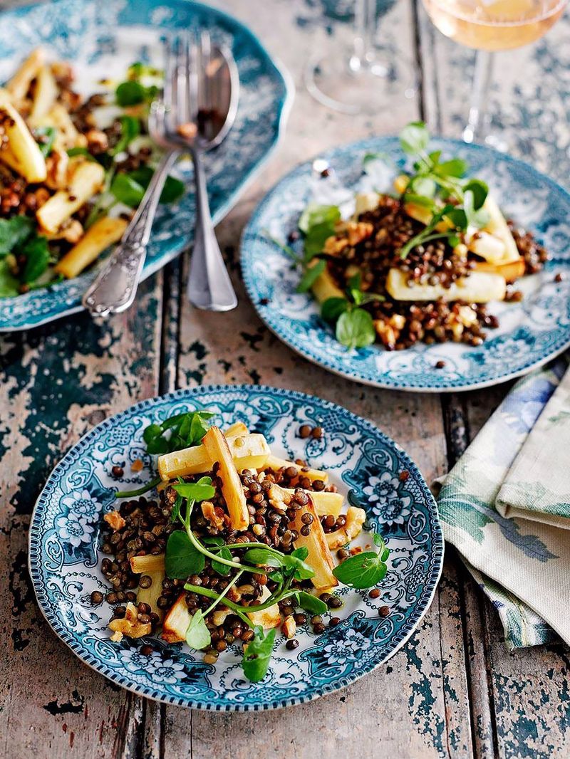 Puy Lentil, Parsnip & Walnut Salad | Vegetable Recipes | Jamie Oliver