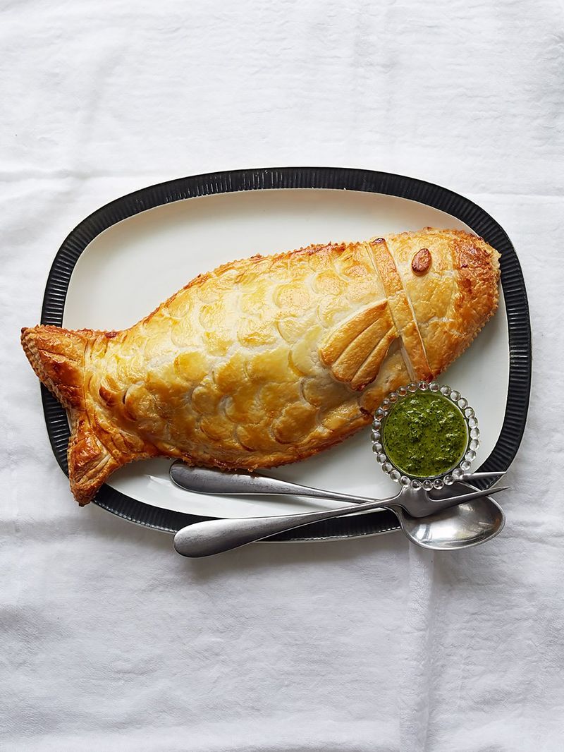 Sea bass in puff pastry