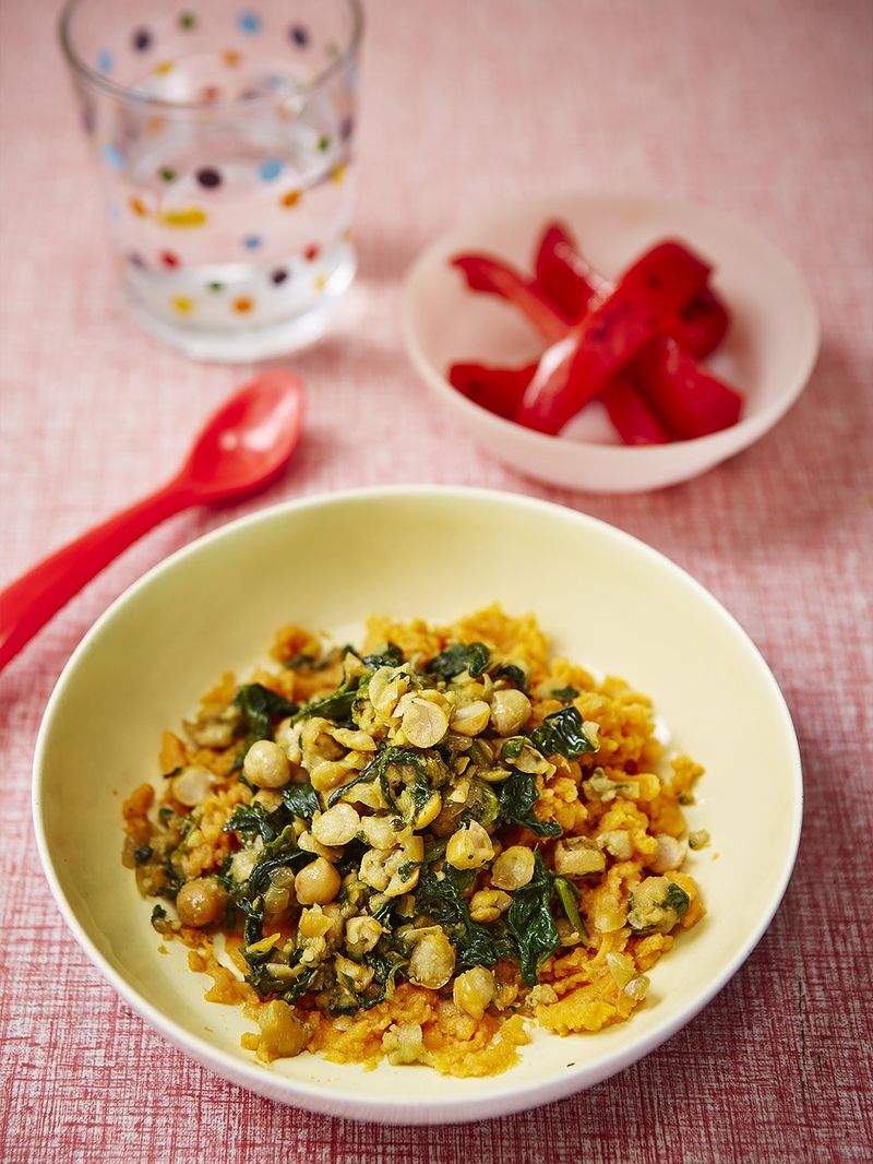 Helen’s chickpea & spiced spinach smash with sweet potato