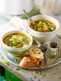 Chicken soup with spring veg & pasta
