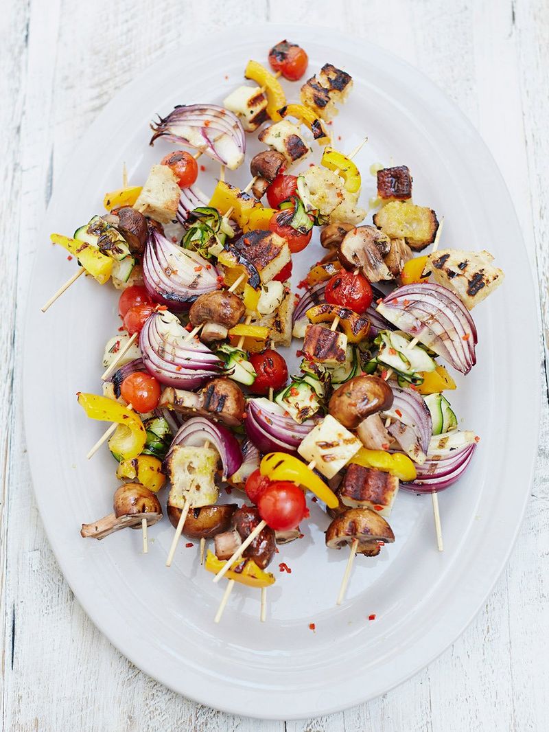 Chargrilled veg kebabs