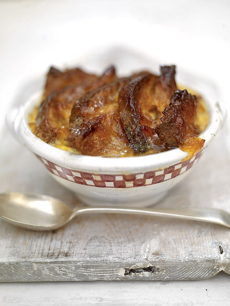 Good old bread & butter pudding with a marmalade glaze & cinnamon & orange butter
