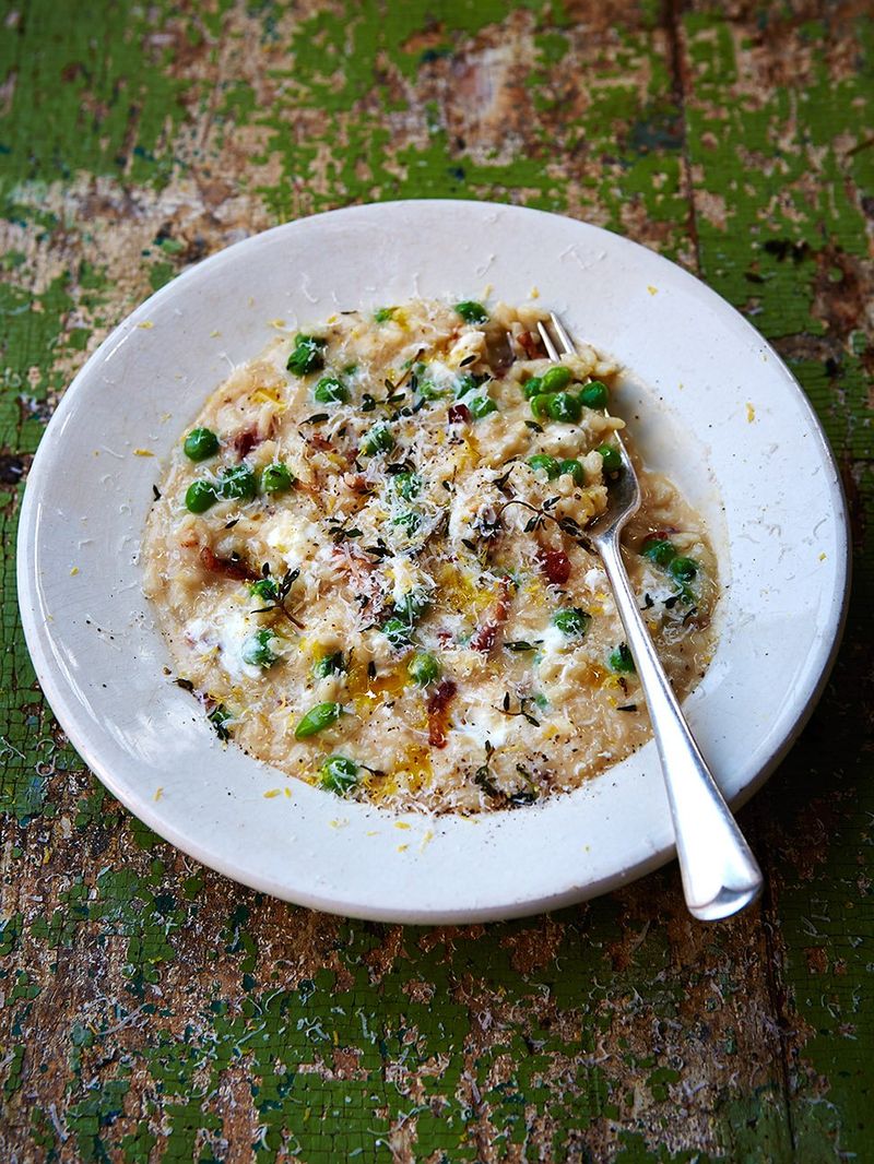 Pea and goat’s cheese risotto