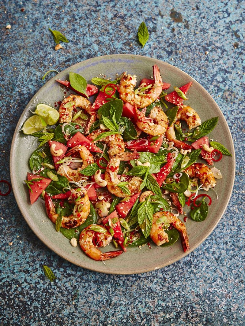 Prawn Watermelon Salad Seafood Recipes Jamie Oliver Recipes