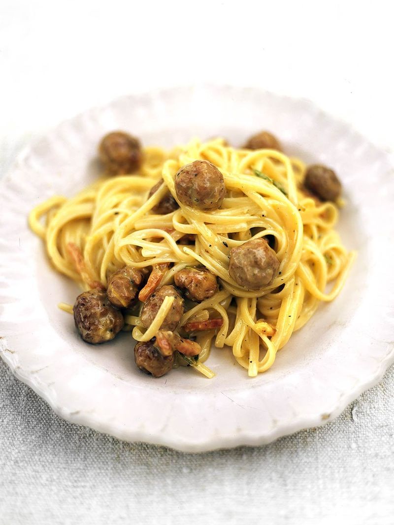 Sausage Carbonara | Pasta Recipes | Jamie Oliver Recipes