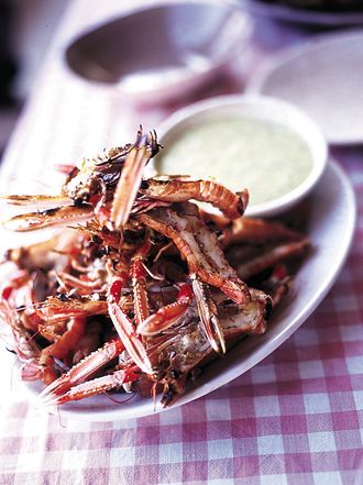 Barbecued langoustines with aioli