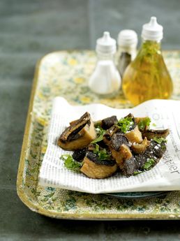 Mushrooms 'fish and chips style' with posh vinegar