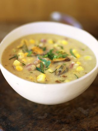 Sweetcorn and mussel chowder