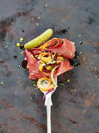 DIY party combos - bresaola with mustard and coleslaw