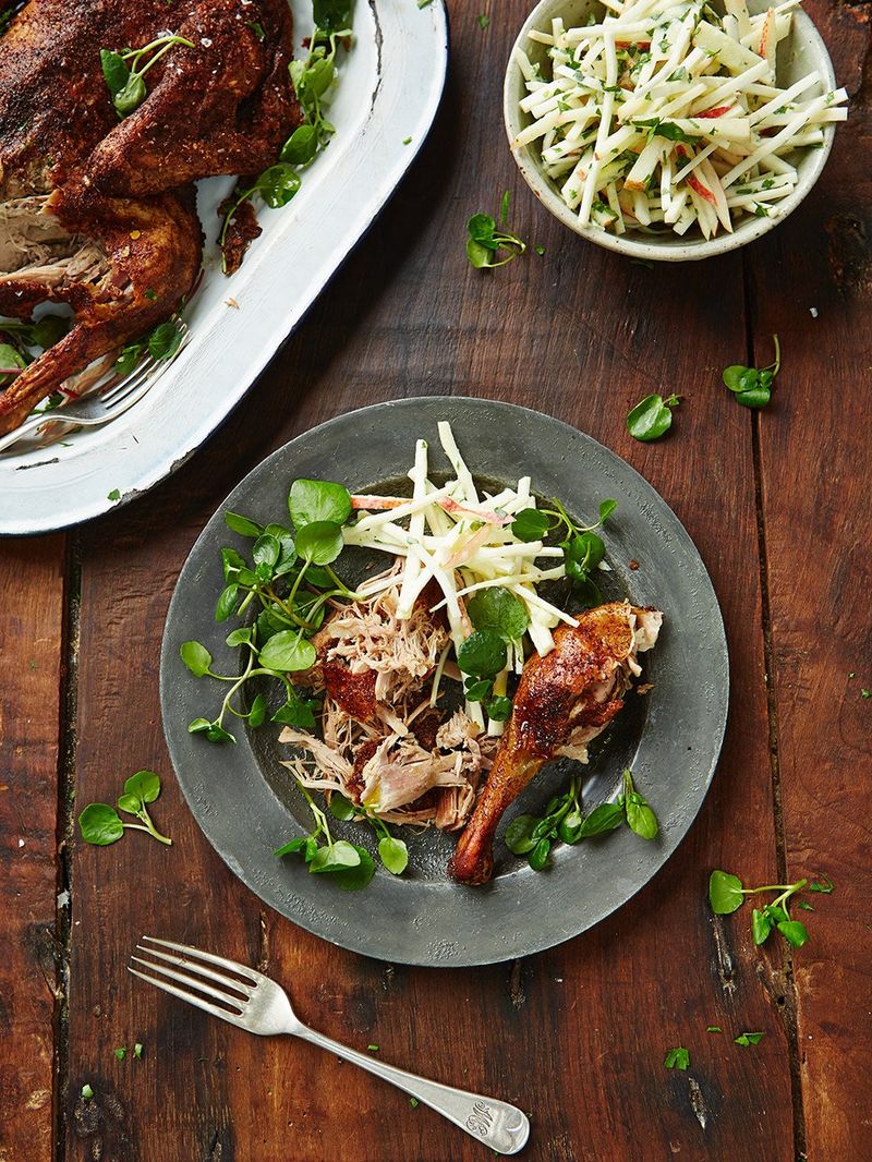 Slow-roasted duck with celeriac remoulade