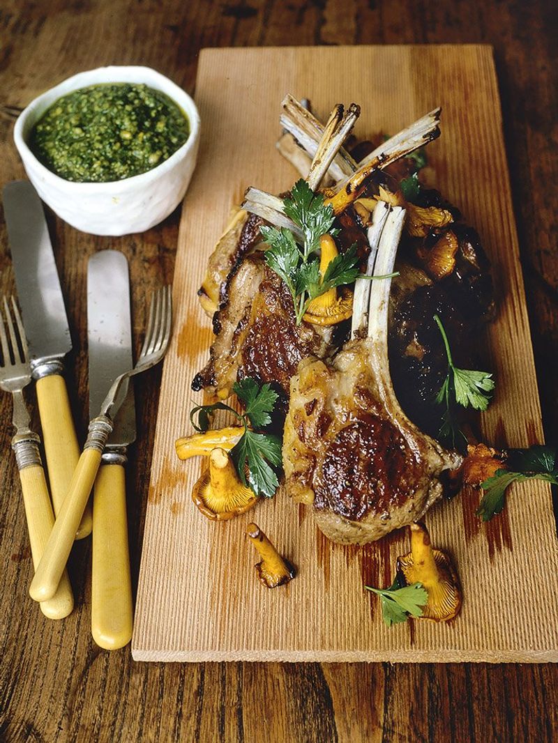 Best lamb cutlets with special basil sauce