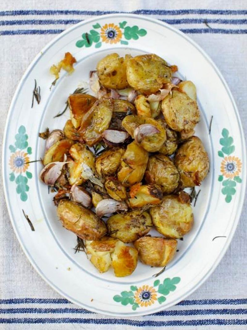 Salt and vinegar roasted Jersey Royal potatoes recipe / Riverford