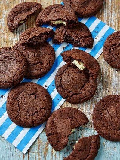 Chocolate biscuits with soft chocolate centres
