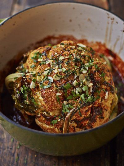 Whole Roasted Cauliflower | 23 Quick & Easy Vegetarian Christmas Dinner Recipes
