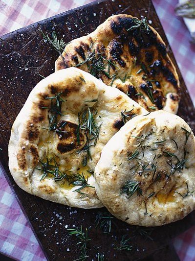 Grilled flatbreads with rosemary oil
