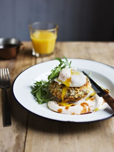 Beef hash cakes with chipotle yoghurt