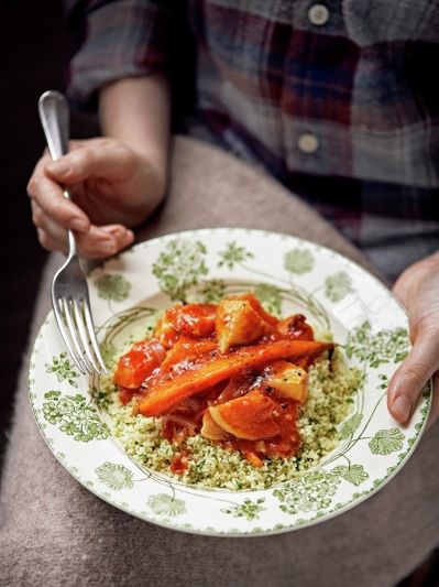Roasted root vegetable & squash stew with herby couscous