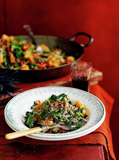 Fried rice with kale, squash & chestnuts