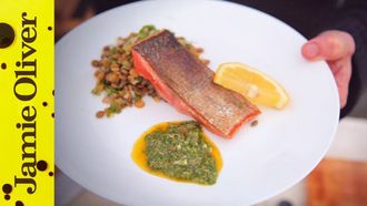 Panfried crispy salmon with salsa verde: Bart&#8217;s Fish Tales