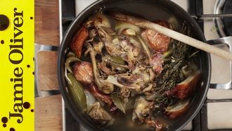 Easy chicken stock: Jamie Oliver&#8217;s Food Team