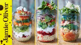 Healthy jam jar salads